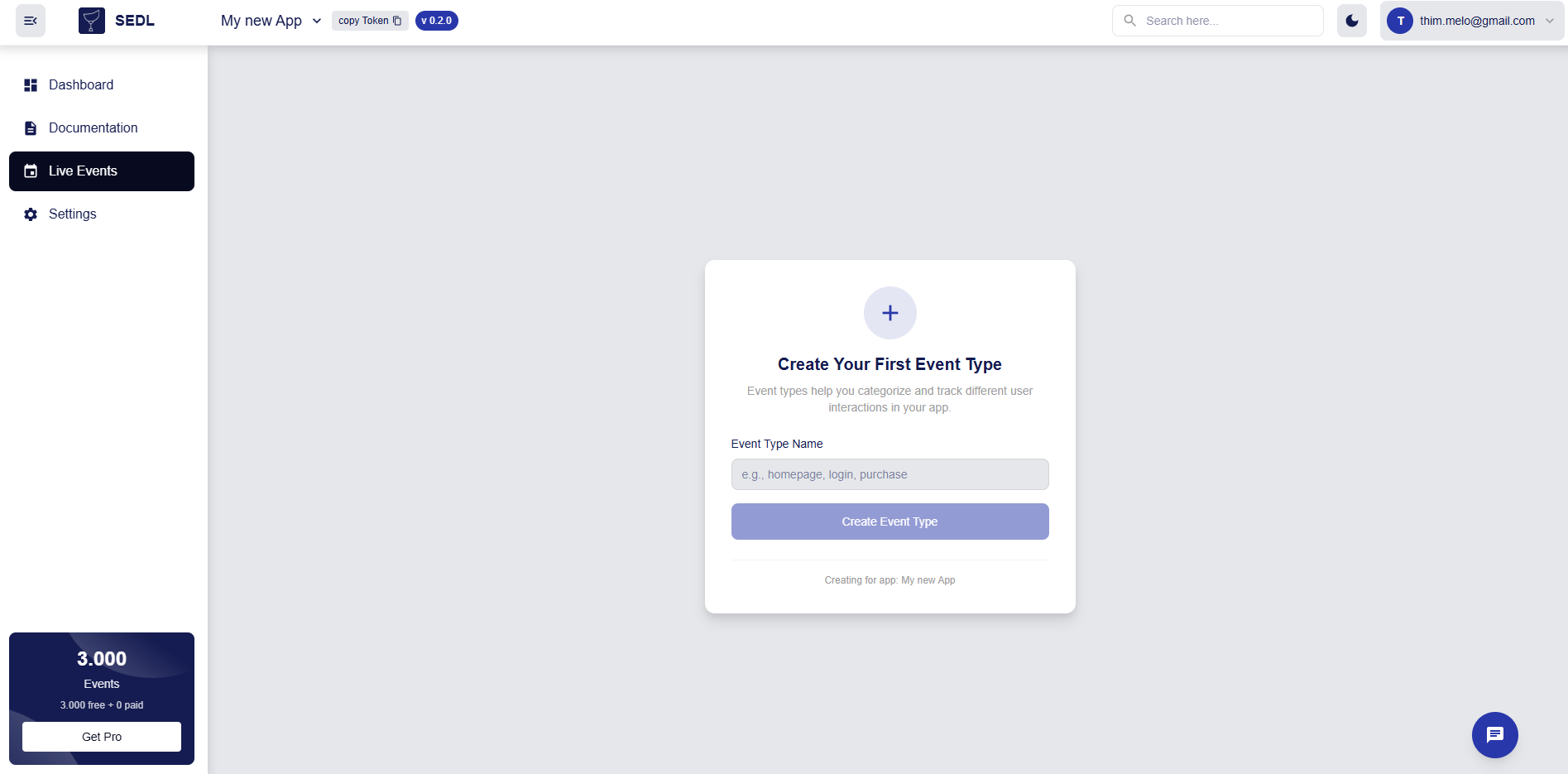 Create event type button
